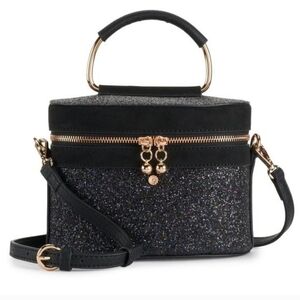 LAUREN CONRAD Black Vanity CROSSBODY  gold zip bag $69 *New w/tags*